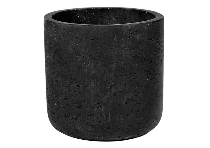 Fiberclay flower pot black (W/H/D) 15x14x15cm