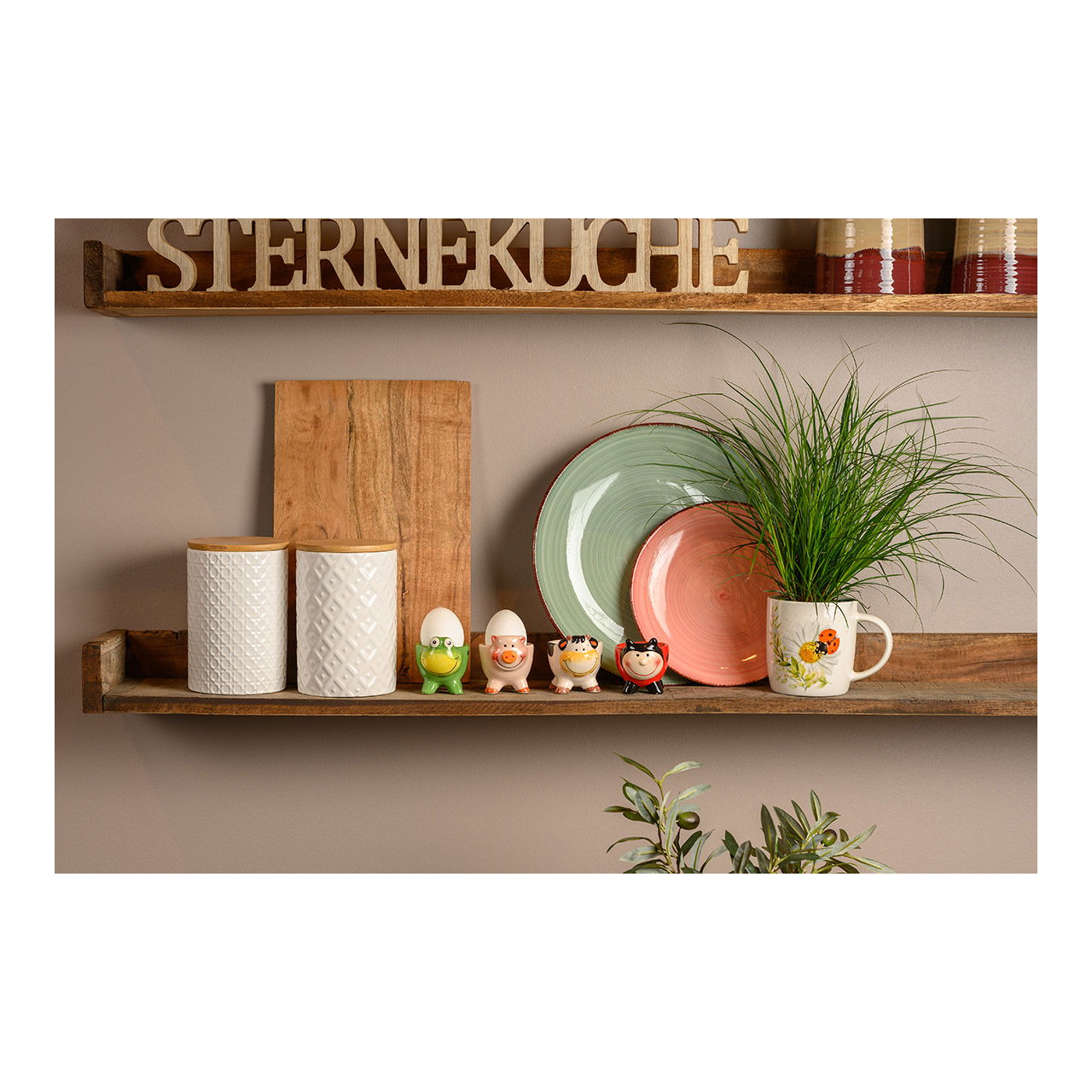 Espositore in legno con scritta star kitchen, L59 x P2 x H8 cm Text