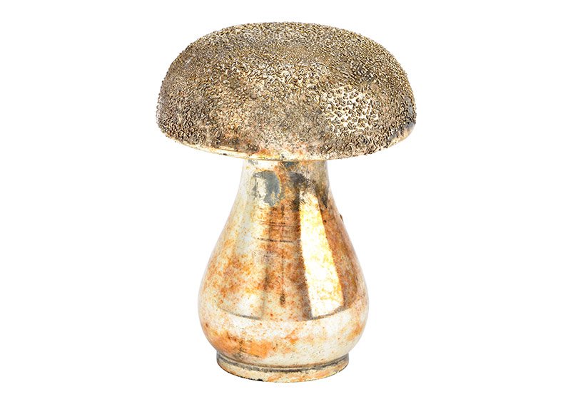 Glass mushroom antique gold (W/H/D) 8x10x8cm