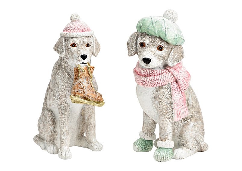 Winterhund aus Poly pink/rosa 2-fach, (B/H/T) 6x15x10cm