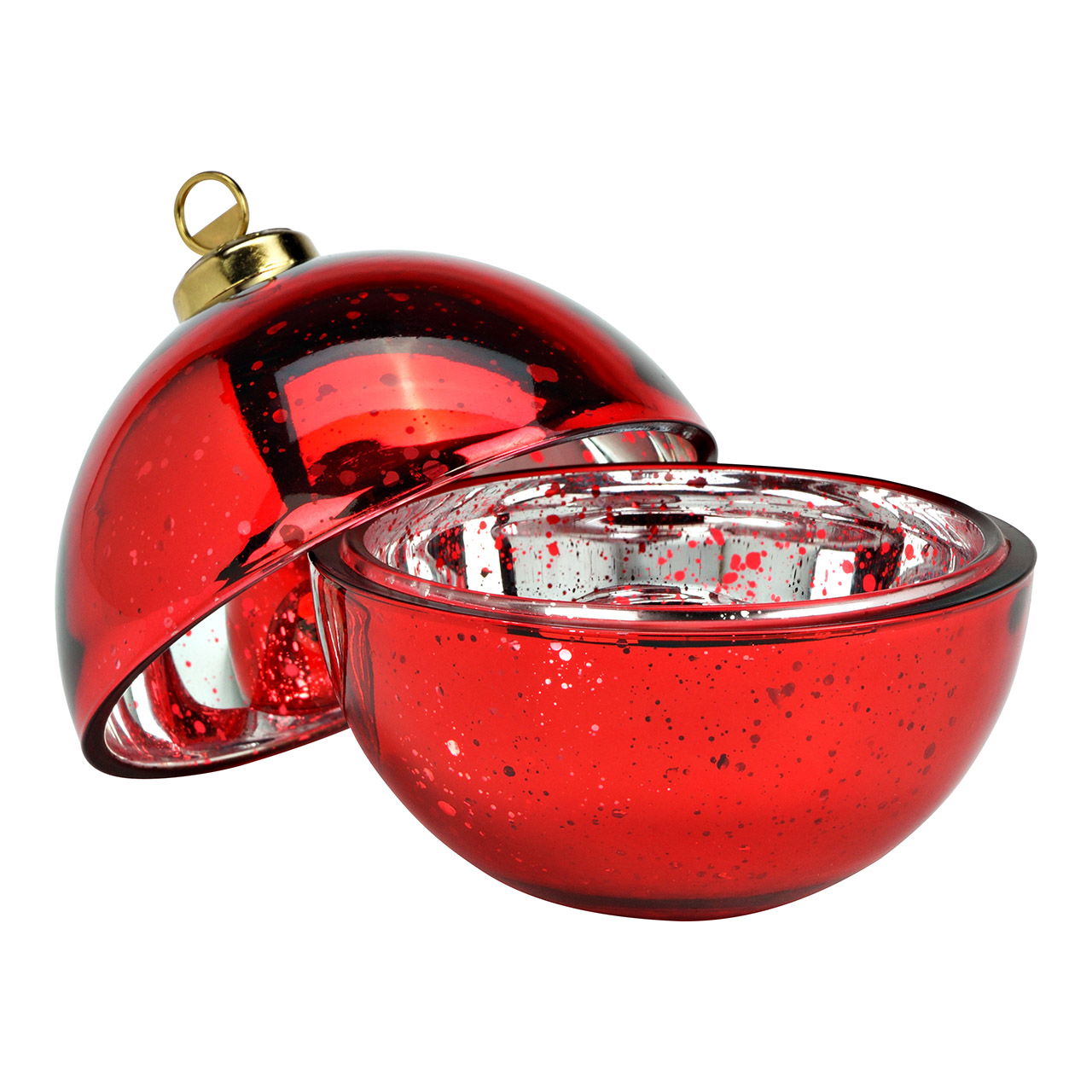 Glazen kerstballenpot, rood (B/H/D) 11x13x11cm