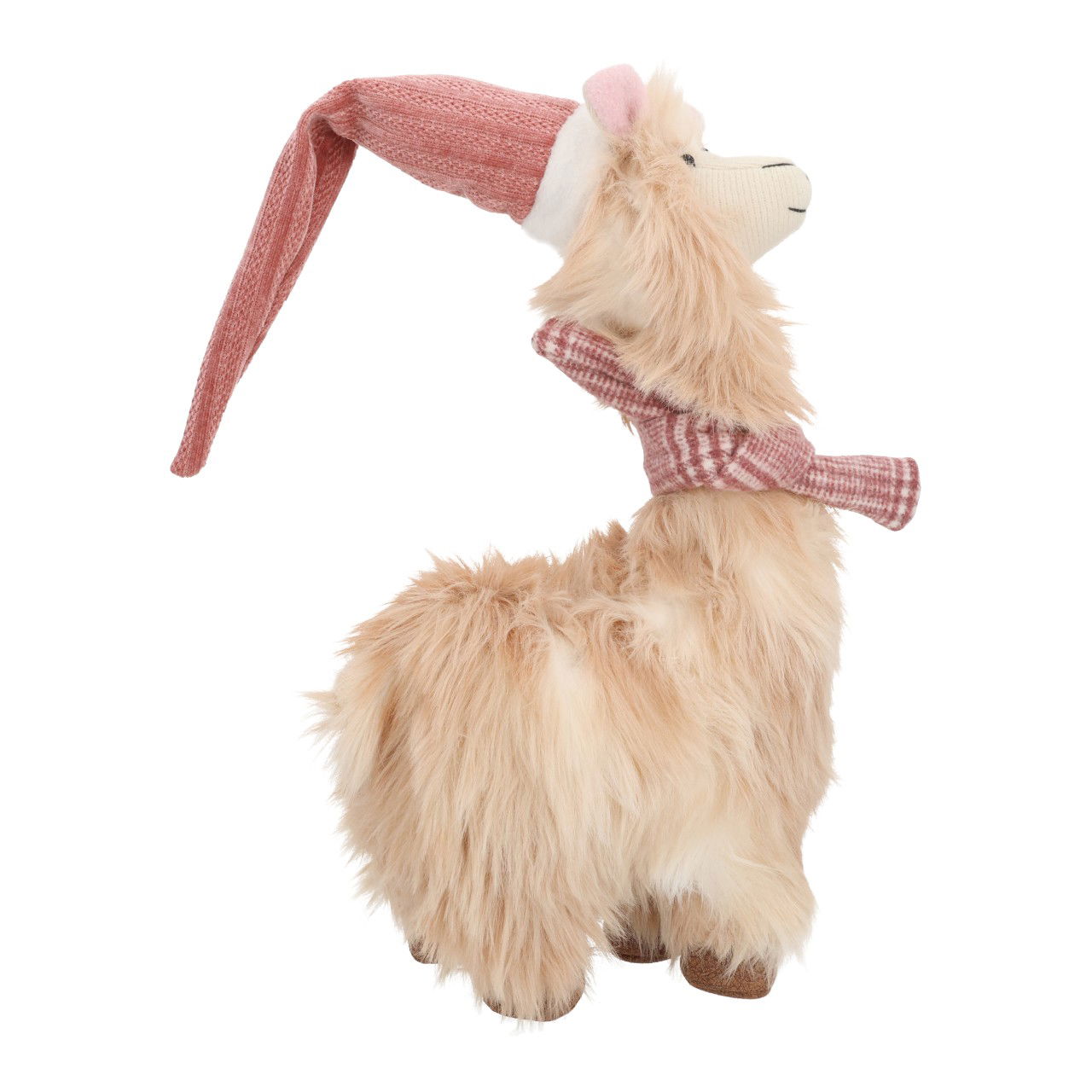 Lama mit Mütze und Schal aus Textil Pink/Rosa (B/H/T) 24x42x13cm Tier, Hund, Säugetier, Haustier