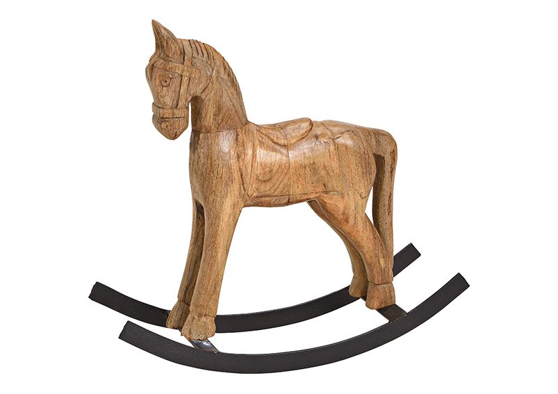 Cavallo a dondolo in legno di mango Marrone, (L/H/D) 34x28x10cm