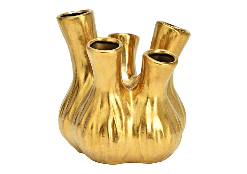 Jarrón de cerámica dorado (A/H/D) 20x21x20cm
