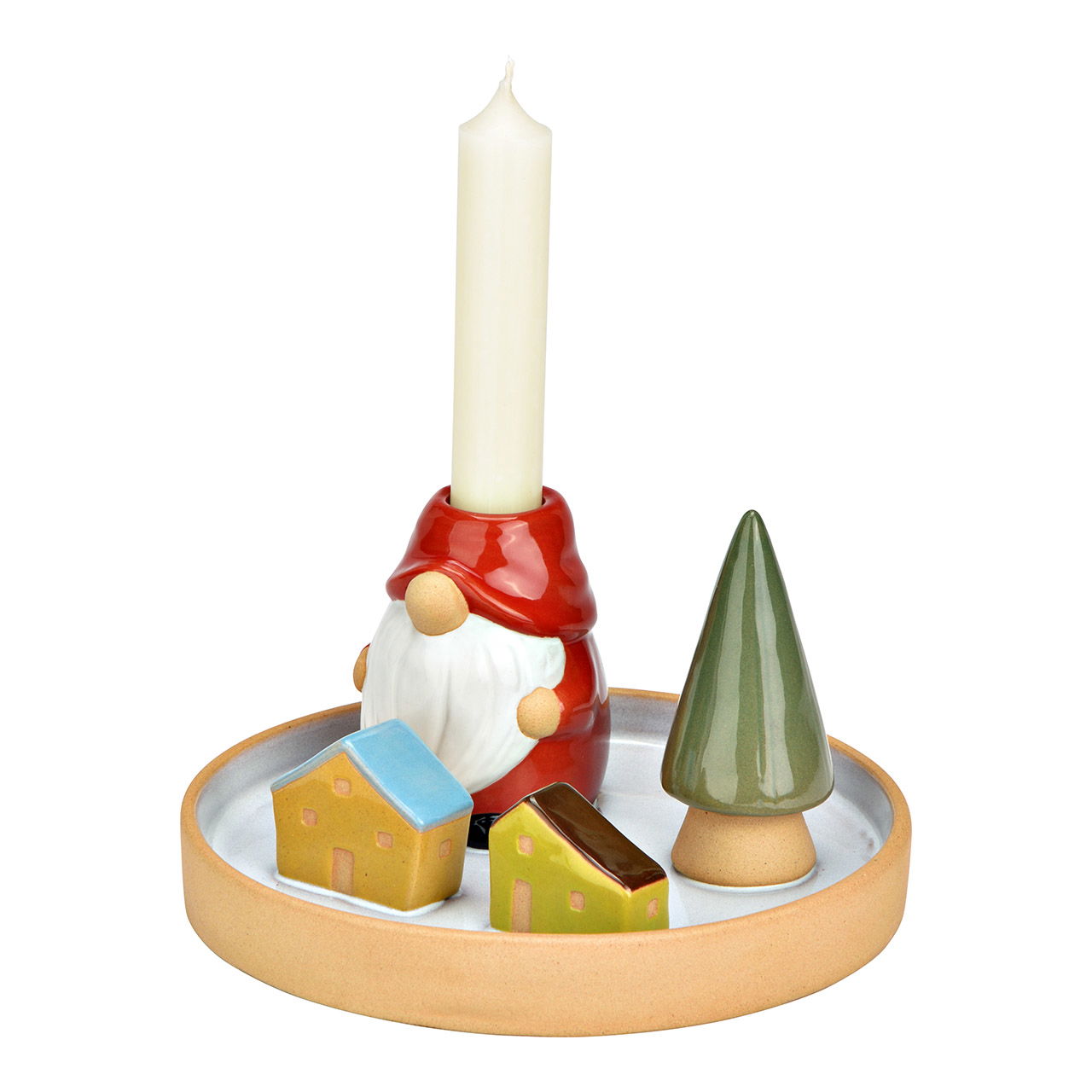 Chandelier Saint-Nicolas, Sapin, Maisons en faïence, Coloré (L/H/P) 17x9x17cm Chandelier Saint-Nicolas, Sapin, Maisons en faïence, Coloré (L/H/P) 17x9x17cm