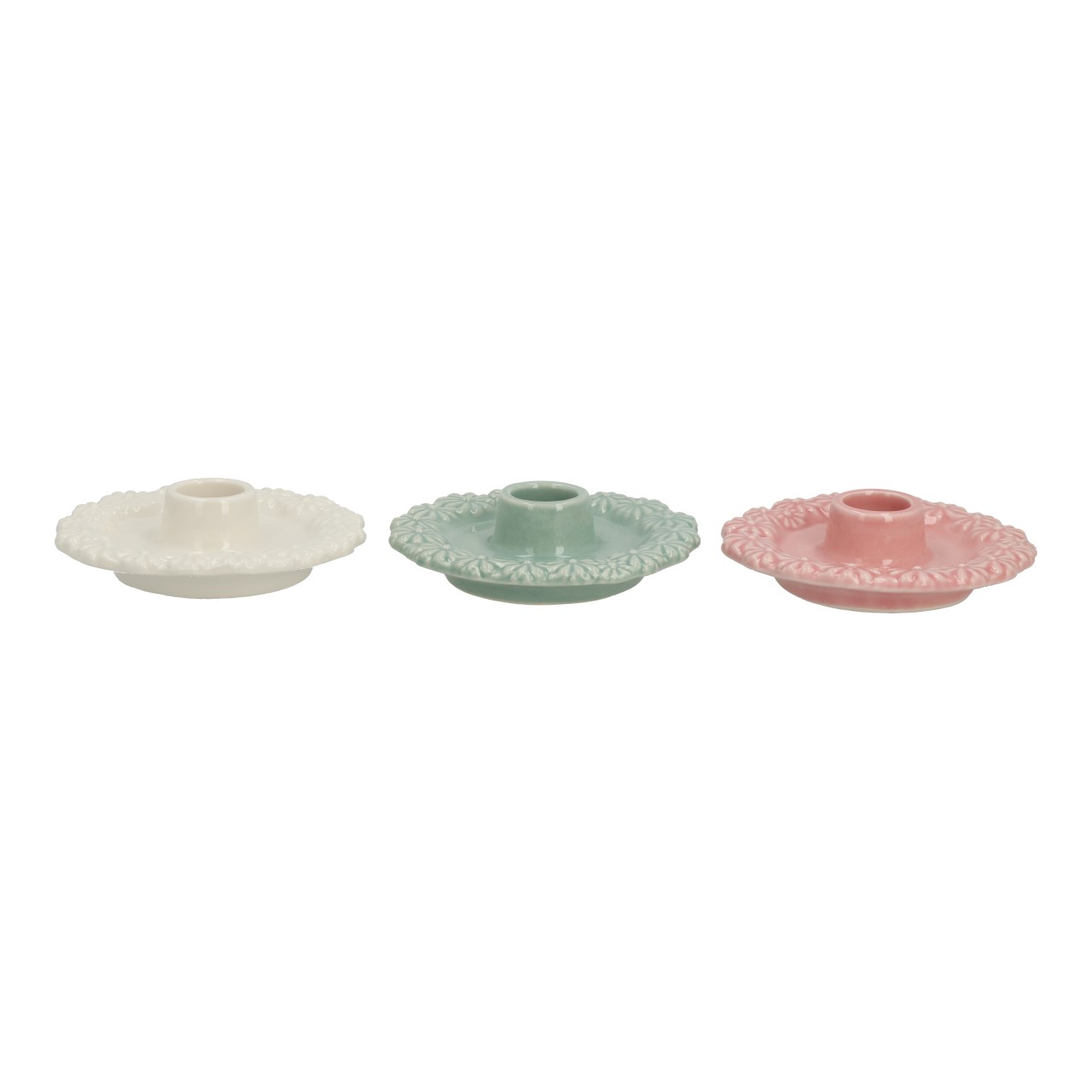 candlestick, holder, keramik, pastell, rosette