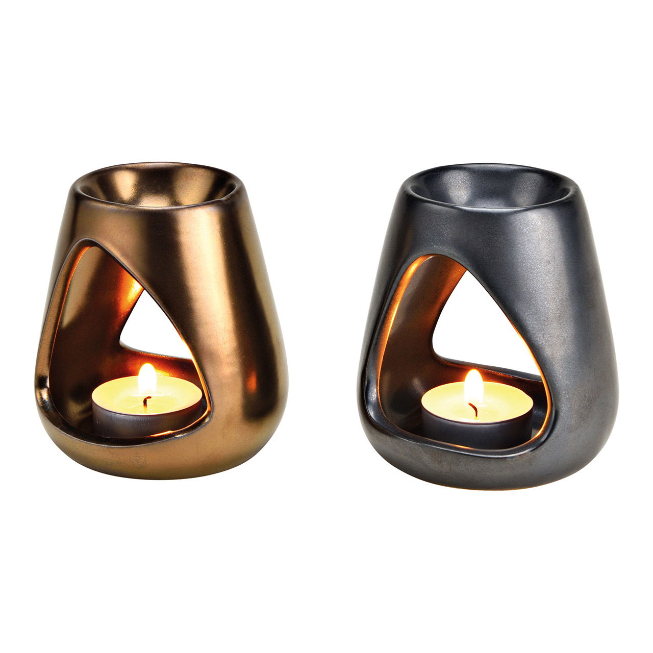 Duftlampe aus Keramik Grau, Kupfer 2-fach, (B/H/T) 9x10x9cm Duftlampe aus Keramik Grau, Kupfer 2-fach, (B/H/T) 9x10x9cm