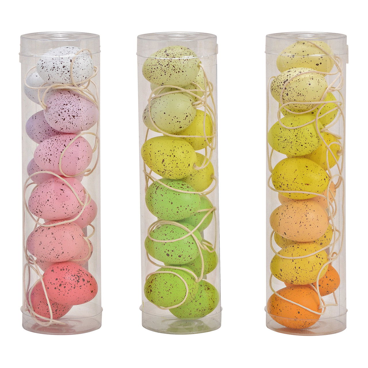 Set de suspensions oeufs de Pâques 3x4x3cm en plastique multicolore, couleurs unies Set de 12, 3 fois, (L/H/P) 5x20x5cm