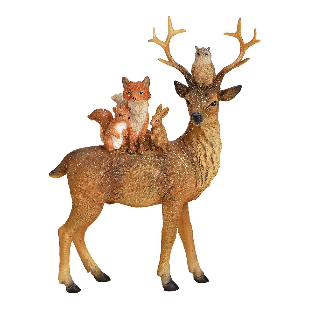 Deer made of poly brown with glitter (W/H/D) 16x25x5cm Deer made of poly brown with glitter (W/H/D) 16x25x5cm