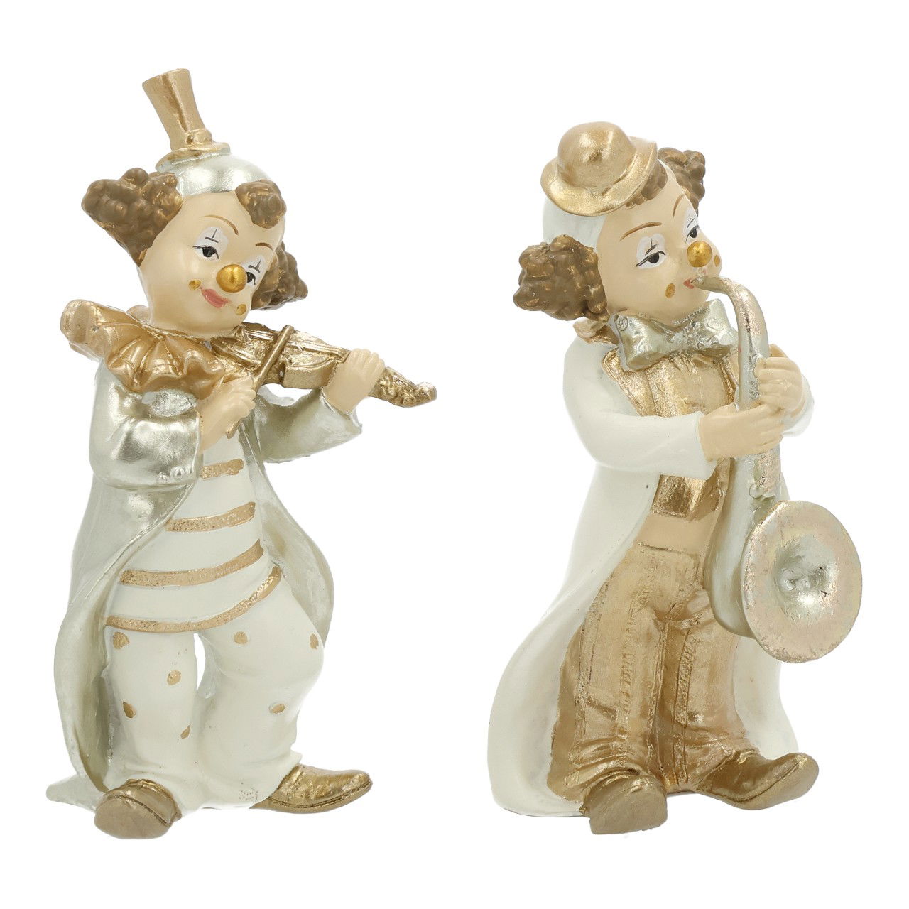 Clown Musiker aus Poly Weiß 2-fach (B/H/T) 5x11x4cm Figur, Person, Gesicht, Kopf