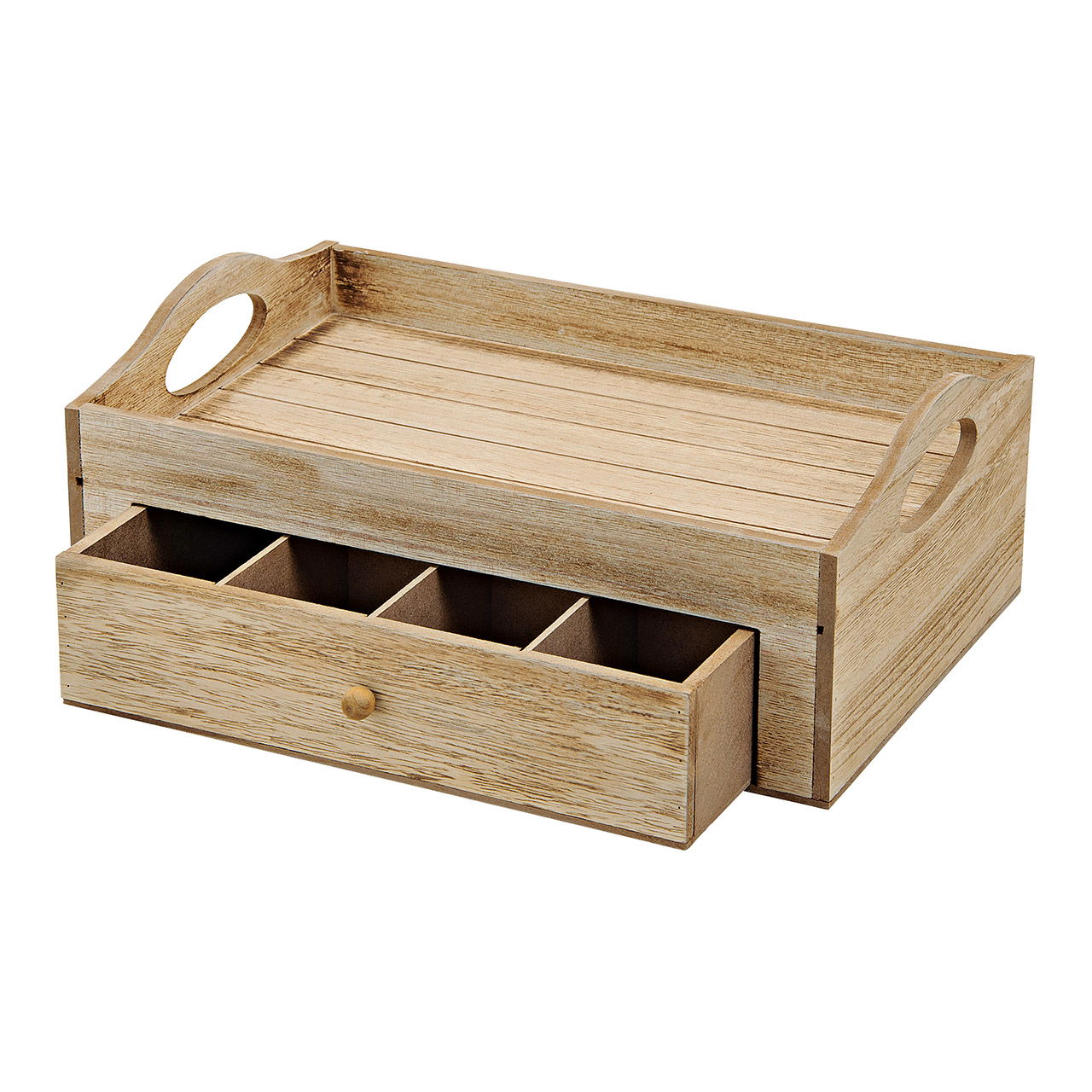 Caja para bolsitas de té con siete compartimentos, de madera, An30 x Pr20 x Al11 cm