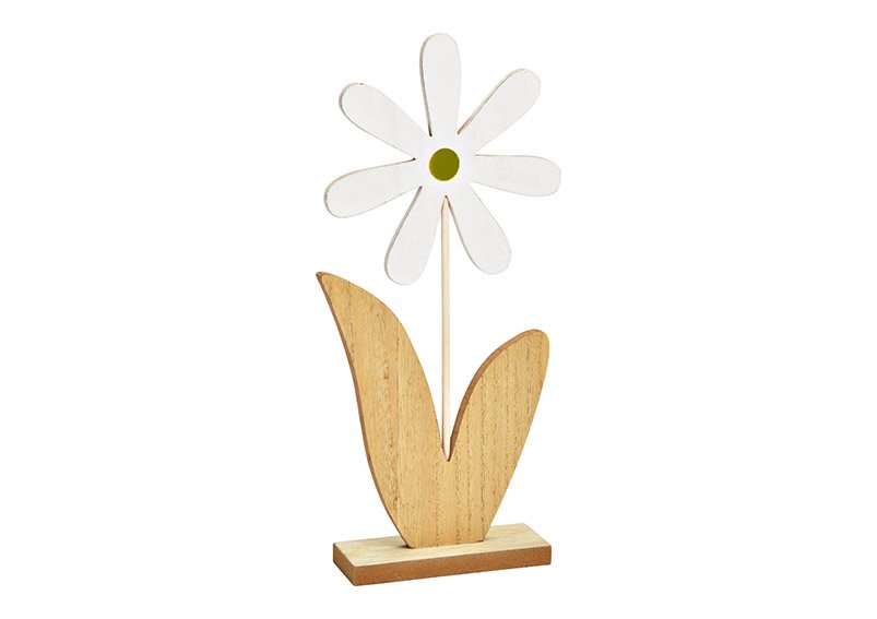 Présentoir Fleur en bois blanc (L/H/P) 14x31x5cm