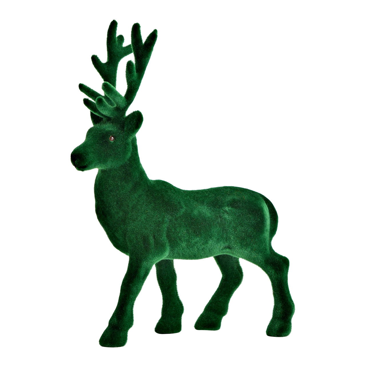 Cervo floccato in plastica, verde (L/H/D) 15x21x4cm Cervo floccato in plastica, verde (L/H/D) 15x21x4cm