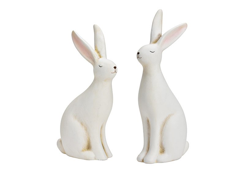 Coniglietto in ceramica bianca 2 pieghe, (L/H/D) 9x38x15cm 9x32x15cm