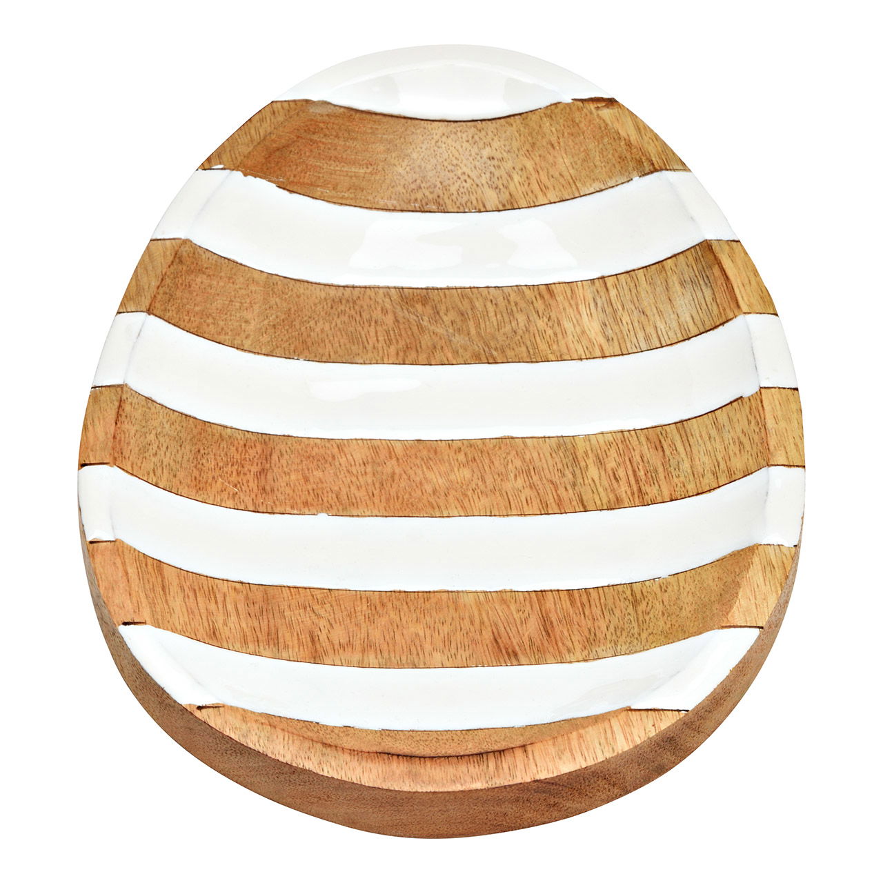 Decorative mango wood Easter egg plate, natural, white (W/H/D) 18x2x25cm