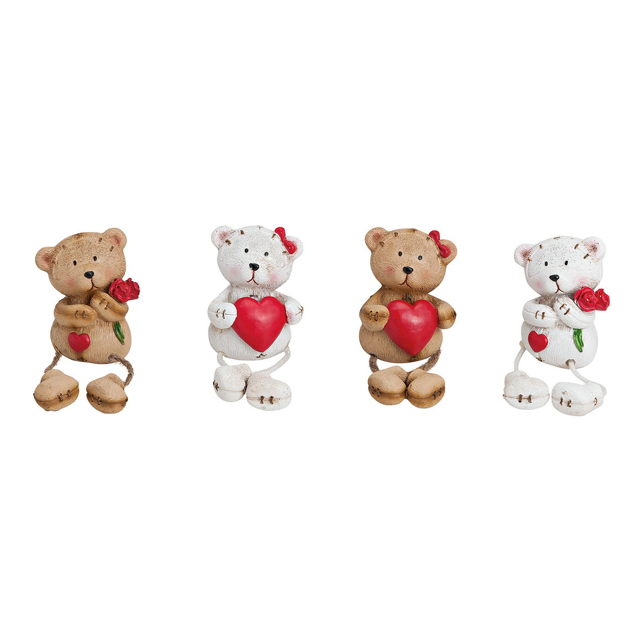Ours en peluche avec rose/cœur, 4 couleurs, 6/12 cm Ours en peluche avec rose/cœur, 4 couleurs, 6/12 cm