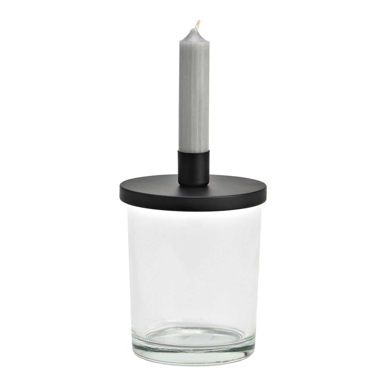 Kerzenhalter aus Glas transparent, Metall schwarz (B/H/T) 10x14x10cm Kerzenhalter aus Glas transparent, Metall schwarz (B/H/T) 10x14x10cm