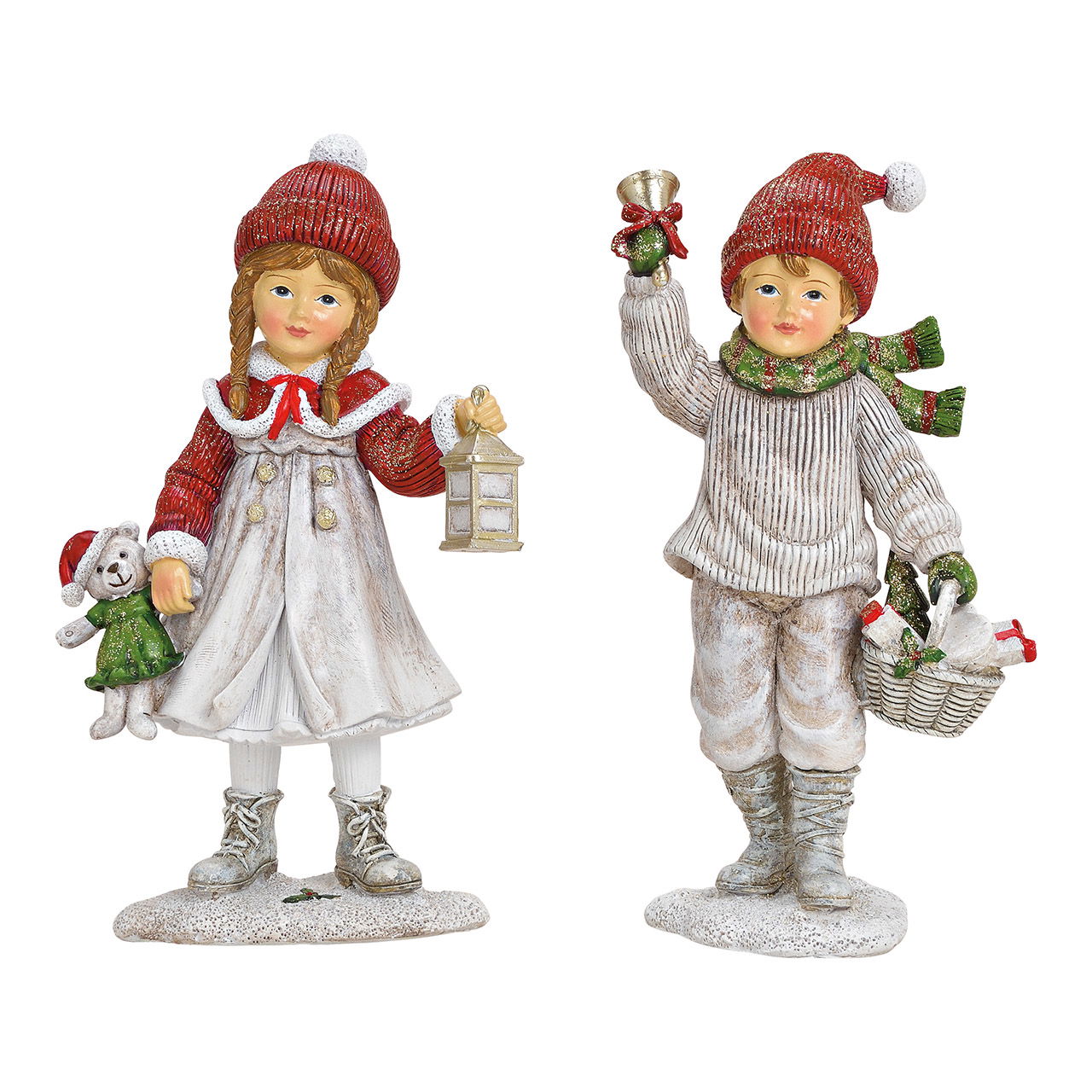 Bambino d'inverno di poli bianco, rosso 2-fold, (w/h/d) 7x12x4cm