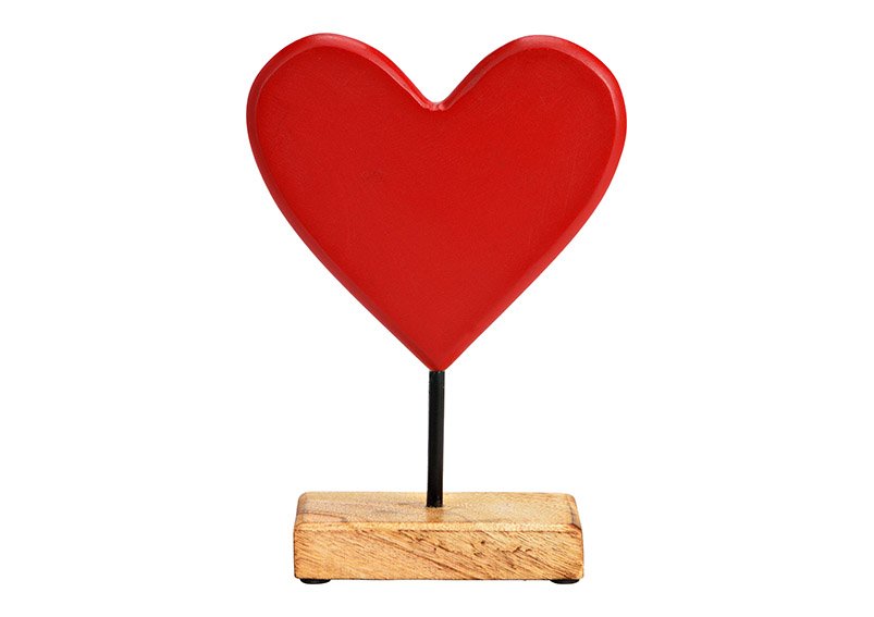 Présentoir cœur en bois rouge (L/H/P) 15x22x5cm