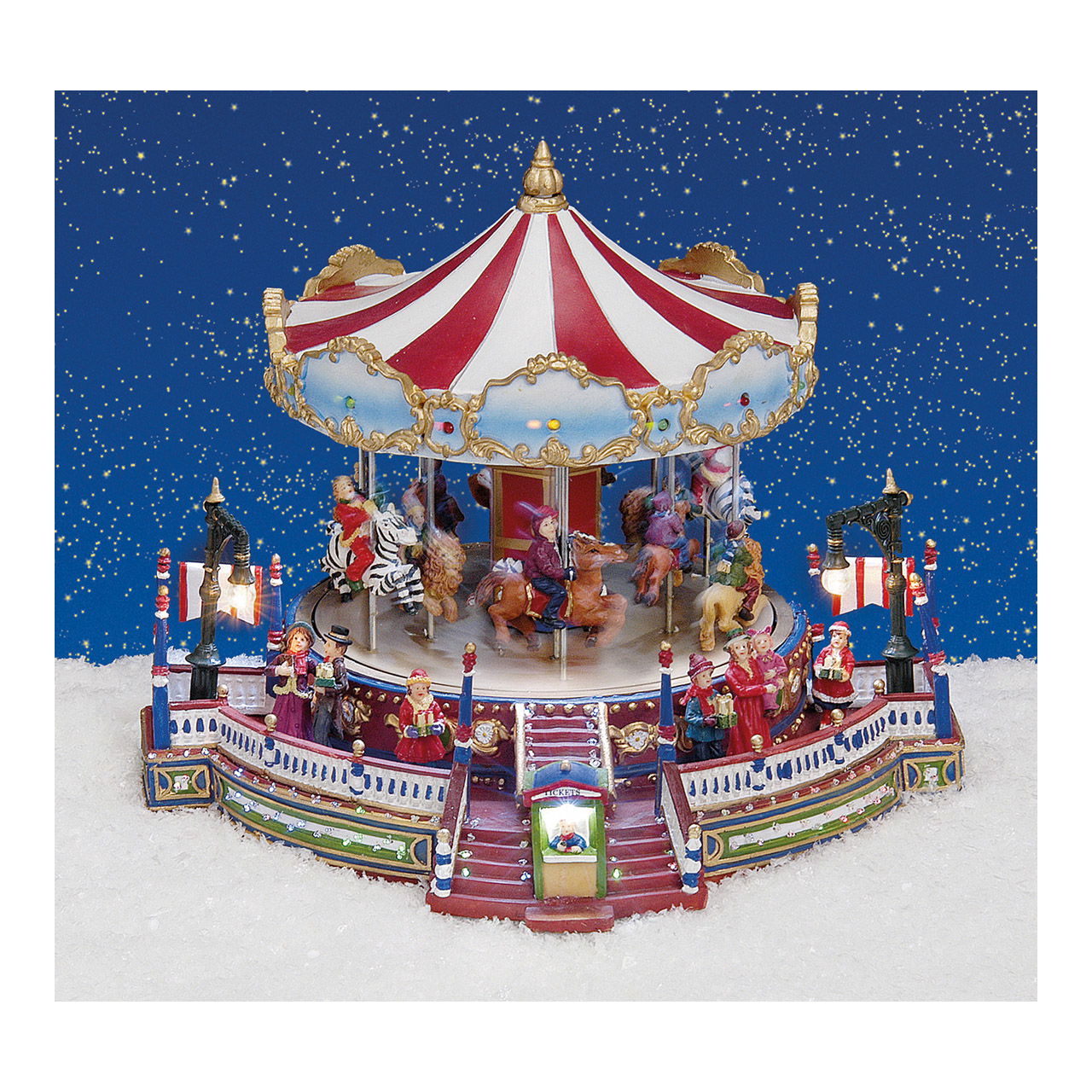 Carrousel met licht, muziek, bewegen. Carrousel, gemaakt van poly, 30x25x27cm