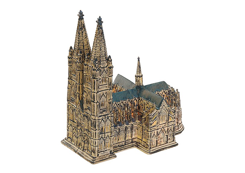 Église de la cathédrale de Cologne en porcelaine, L26 x P18 x H29 cm