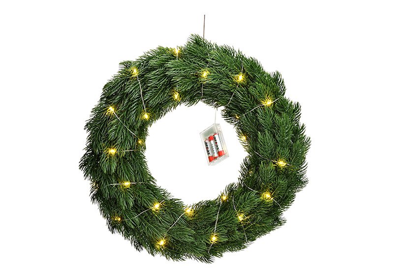 Spruce wreath with led light of plastic green 50x50x9cm