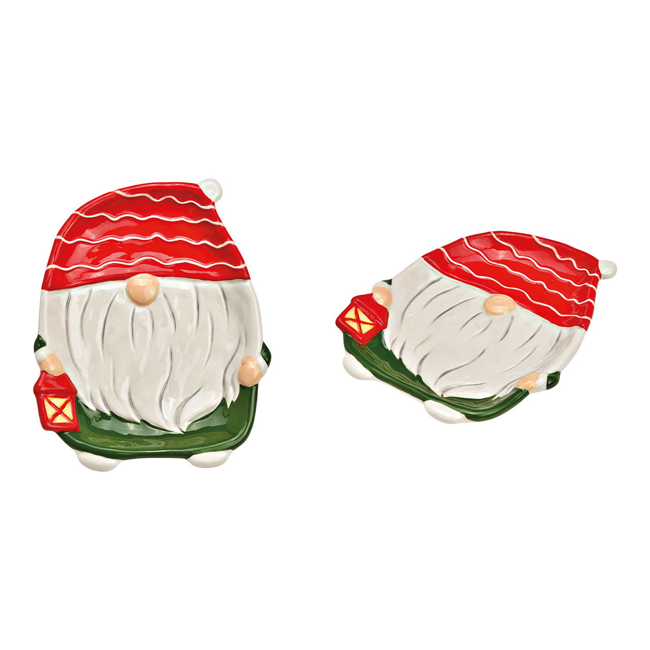 Assiette 3D lutin en céramique, vert/rouge/blanc (L/H/P) 16x21x3cm Assiette 3D lutin en céramique, vert/rouge/blanc (L/H/P) 16x21x3cm