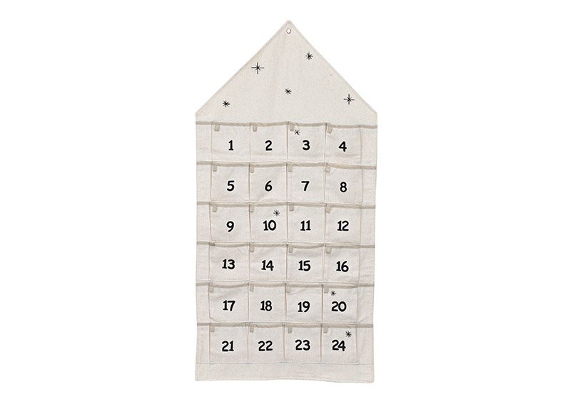 Advent calendar house made of textile white (w / h) 48x96cm