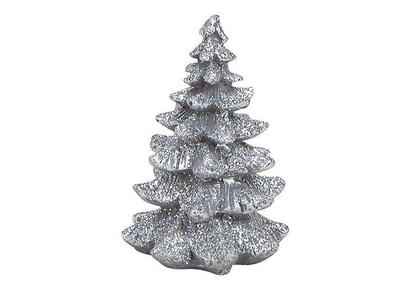 Christmas tree poly silver 5x7x5cm