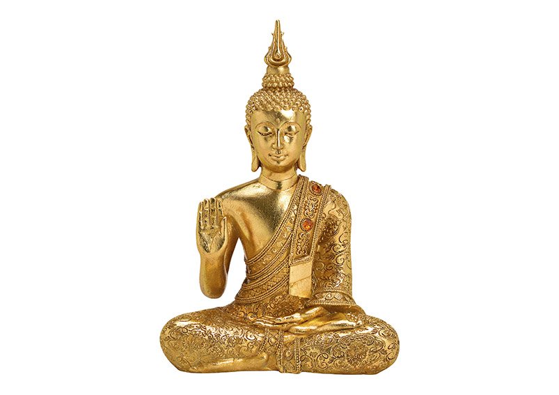 Boeddha gemaakt van poly goud (w/h/d) 21x31x10cm
