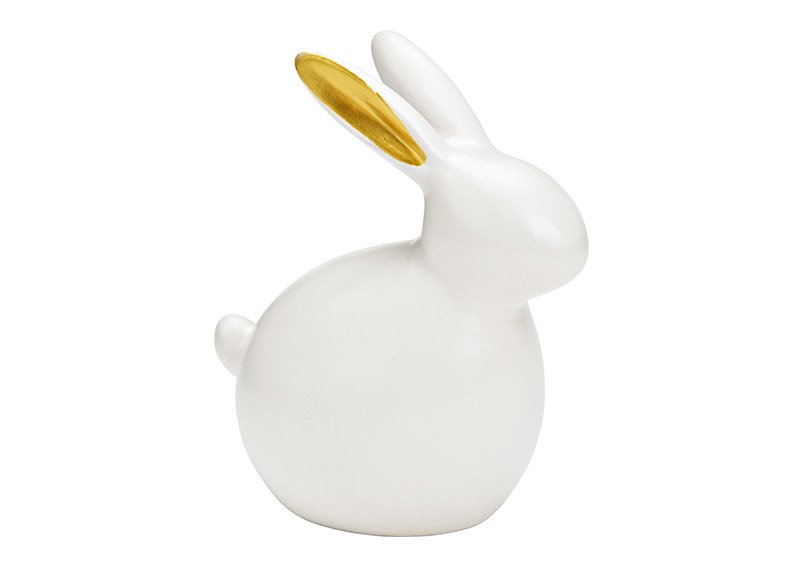 Conejo de cerámica blanco (A/H/D) 12x14x8cm