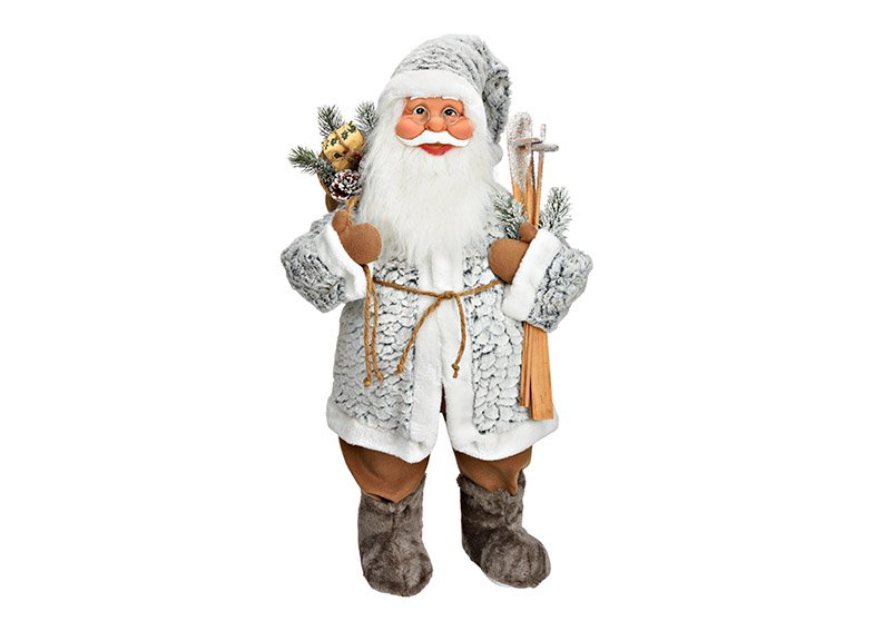Babbo Natale in plastica/tessuto grigio, marrone (L/H/D) 36x81x34cm