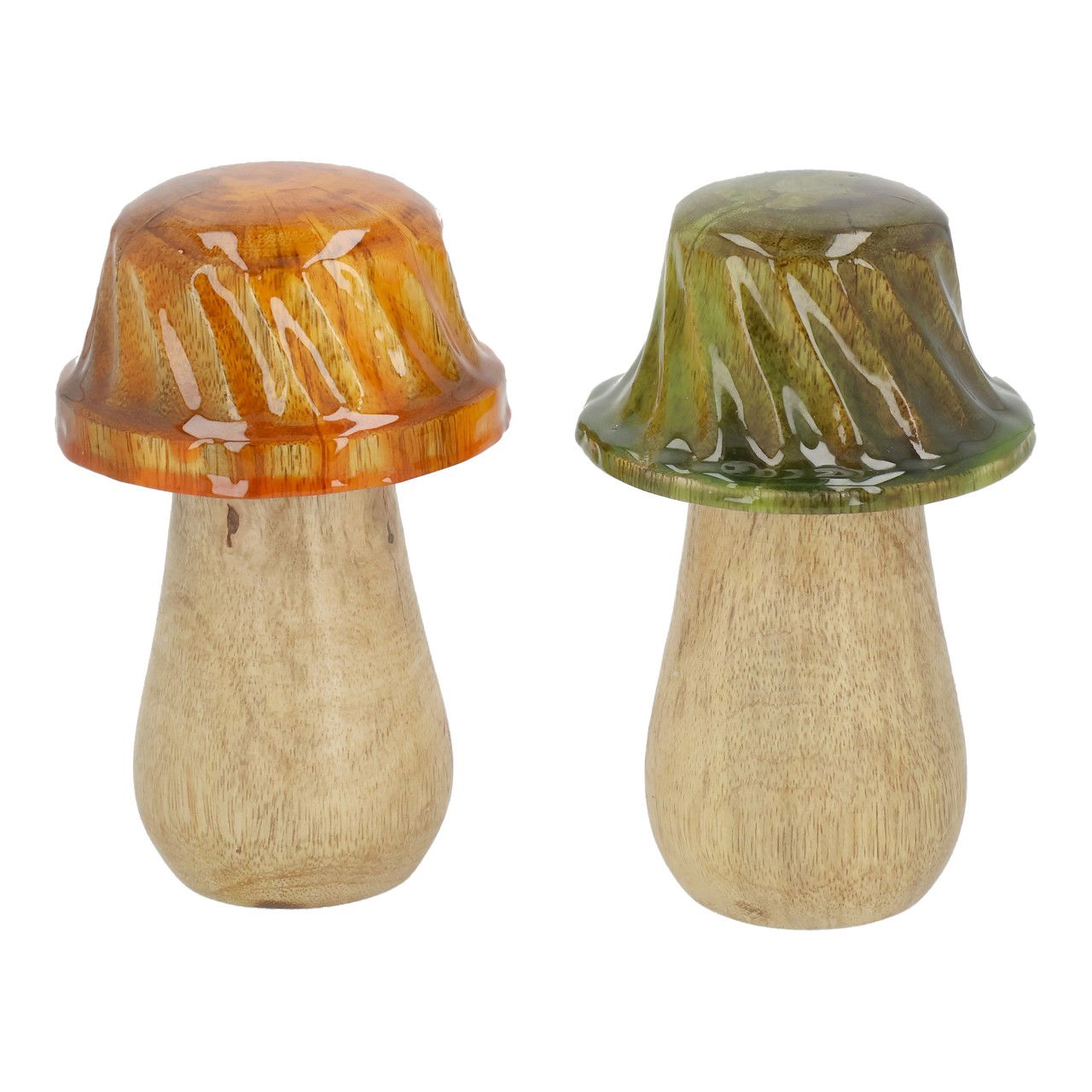 Pilz aus Mangoholz Grün 2-fach sortiert (B/H/T) 9x15x9cm Pilz aus Mangoholz Grün 2-fach sortiert (B/H/T) 9x15x9cm