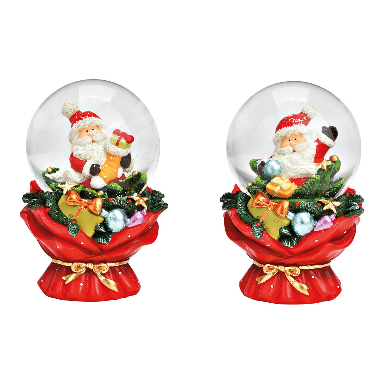 Globo di neve Babbo Natale in poli/vetro rosso 2 pieghe, (L/H/D) 7x10x7cm