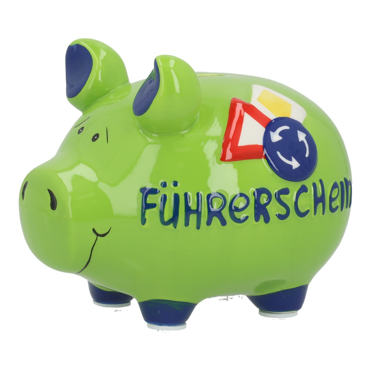Tirelire Company Tirelire GUIDE, tirelire centrale en céramique Vert (L/H/P) 17x15x15cm Schwein, Geldbörse, Sparschwein, grün, Führerschein