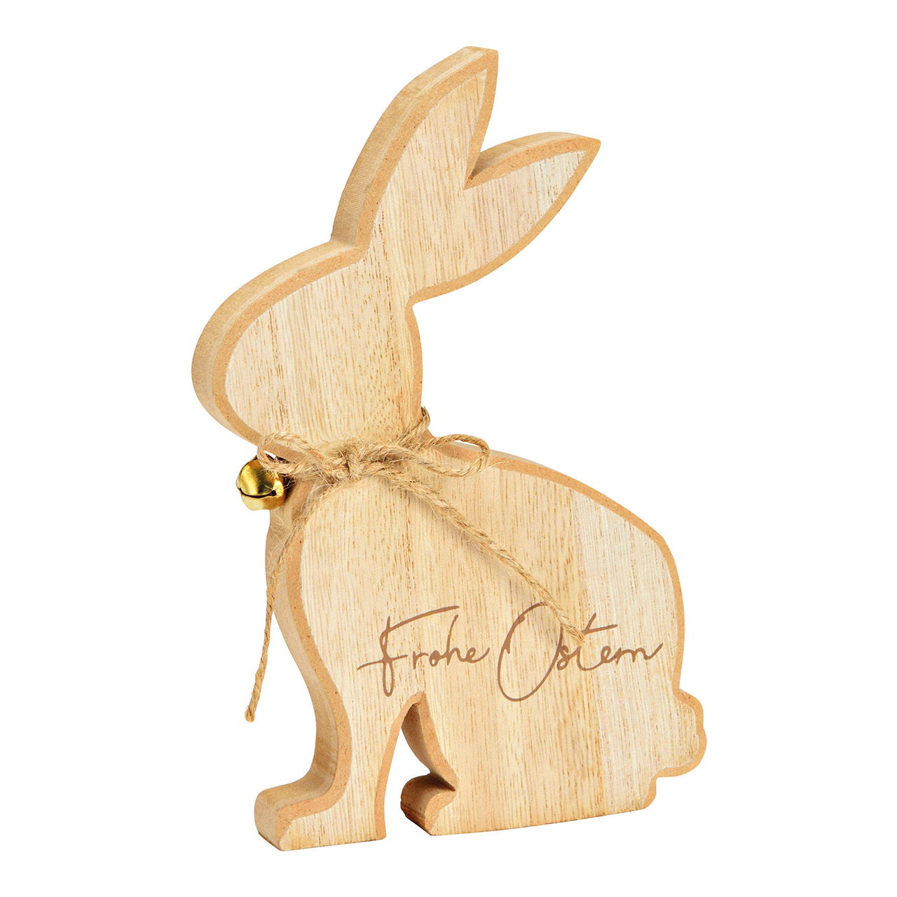 Lepre, Buona Pasqua, legno naturale (L/H/D) 12x20x2cm