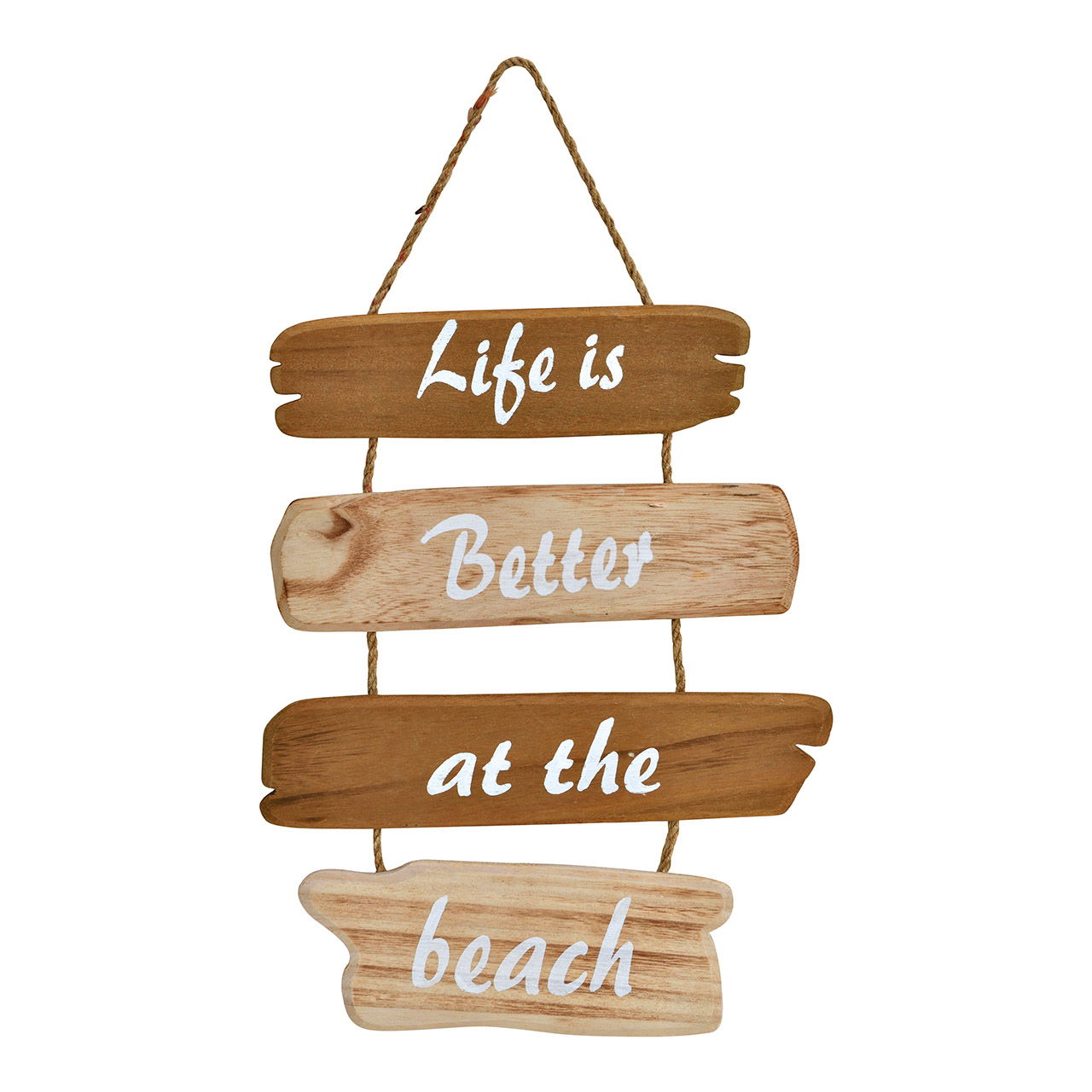 Hänger, Life is better at the beach, aus Holz Natur (B/H/T) 28x35x1cm