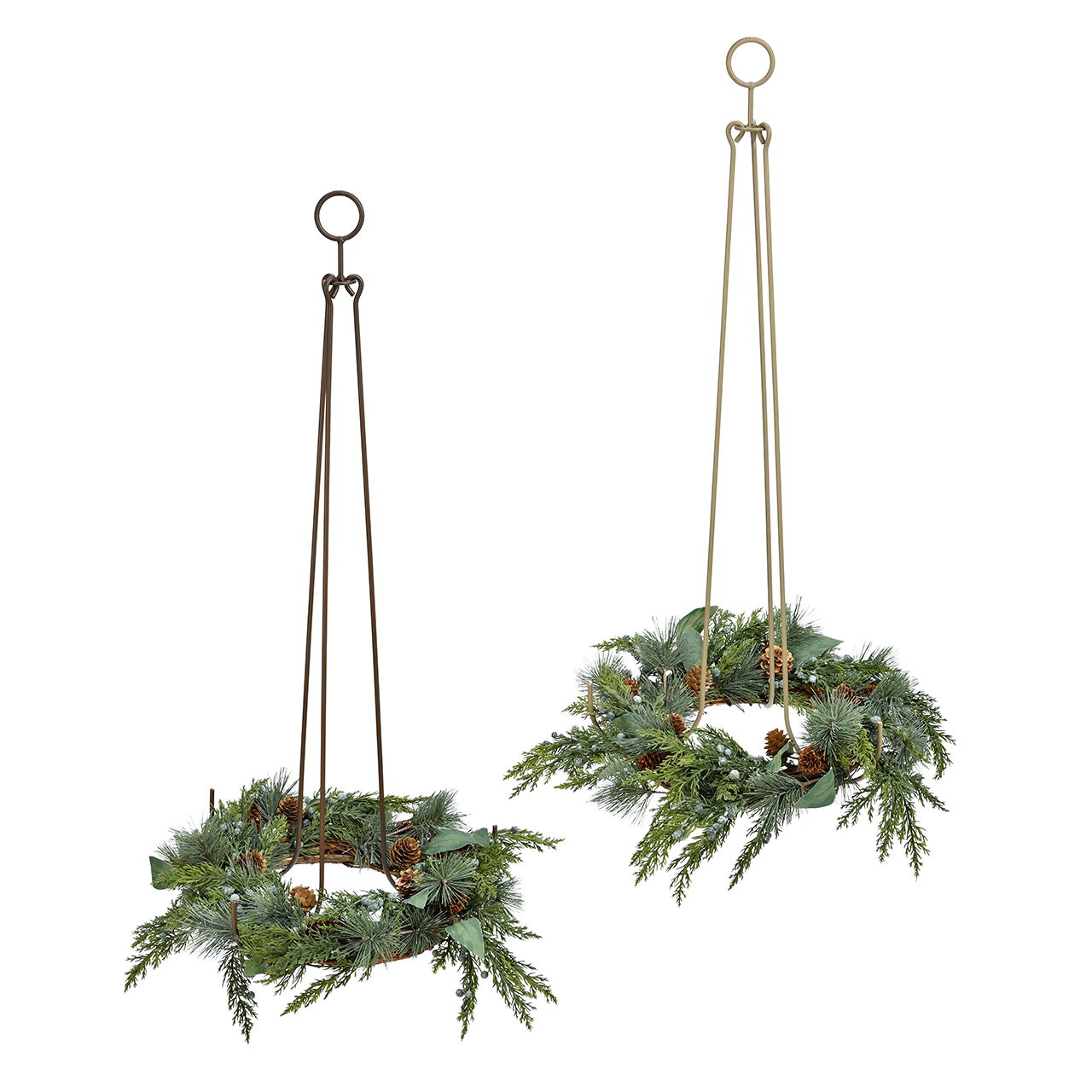 Ophangstandaard voor kransen van metaal bruin/beige 2 assorti (B/H/D) 23x70x23cm Elektronik, Hardware, Haken