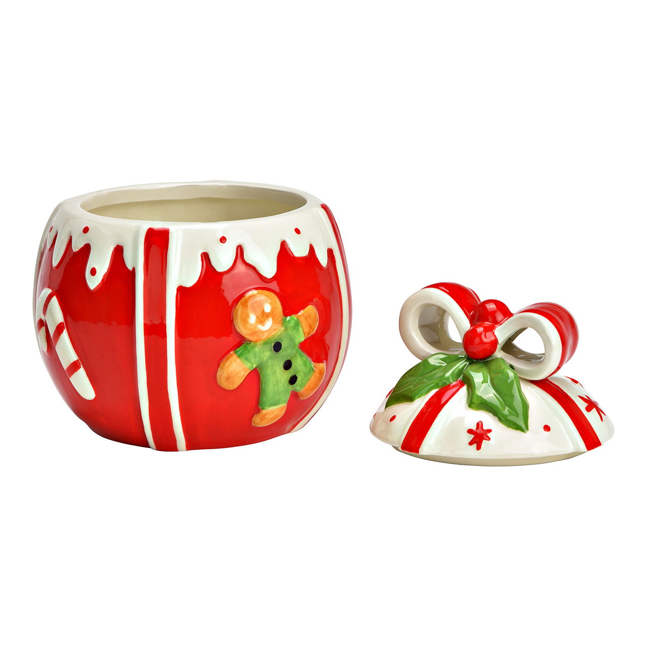 Dose Weihnachtsgeschenk aus Keramik, Rot (B/H/T) 13x15x13cm Porzellan, Töpferei, Tasse, Schüssel, Suppenschüssel