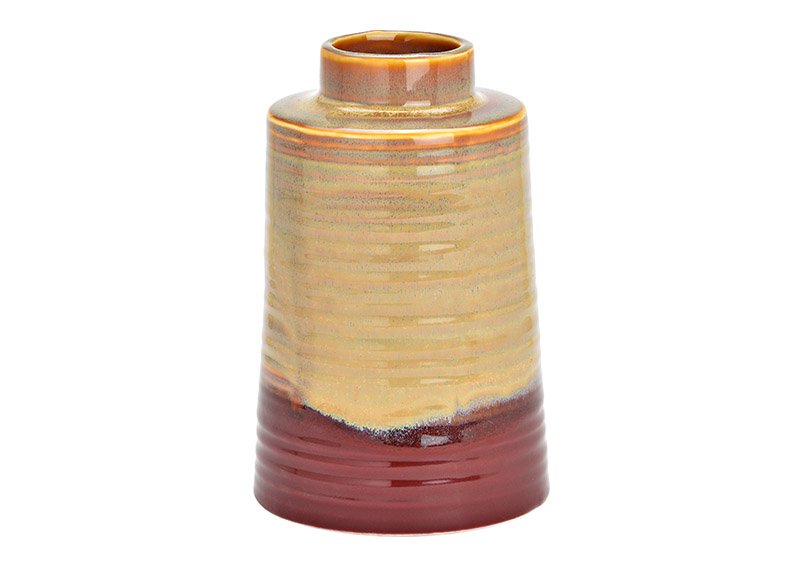 Vase en porcelaine beige, marron (L/H/P) 10x15x10cm