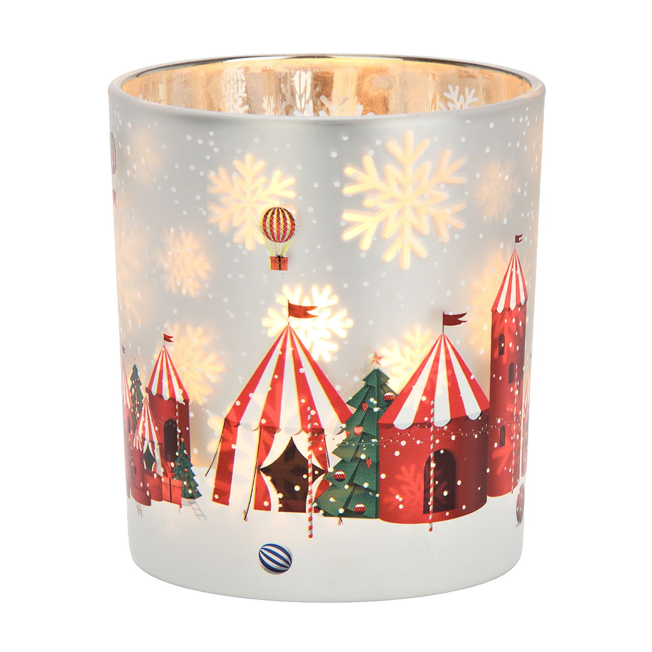 Mongolfiera luminosa in vetro colorato (L/H/D) 9x10x9cm Pokal