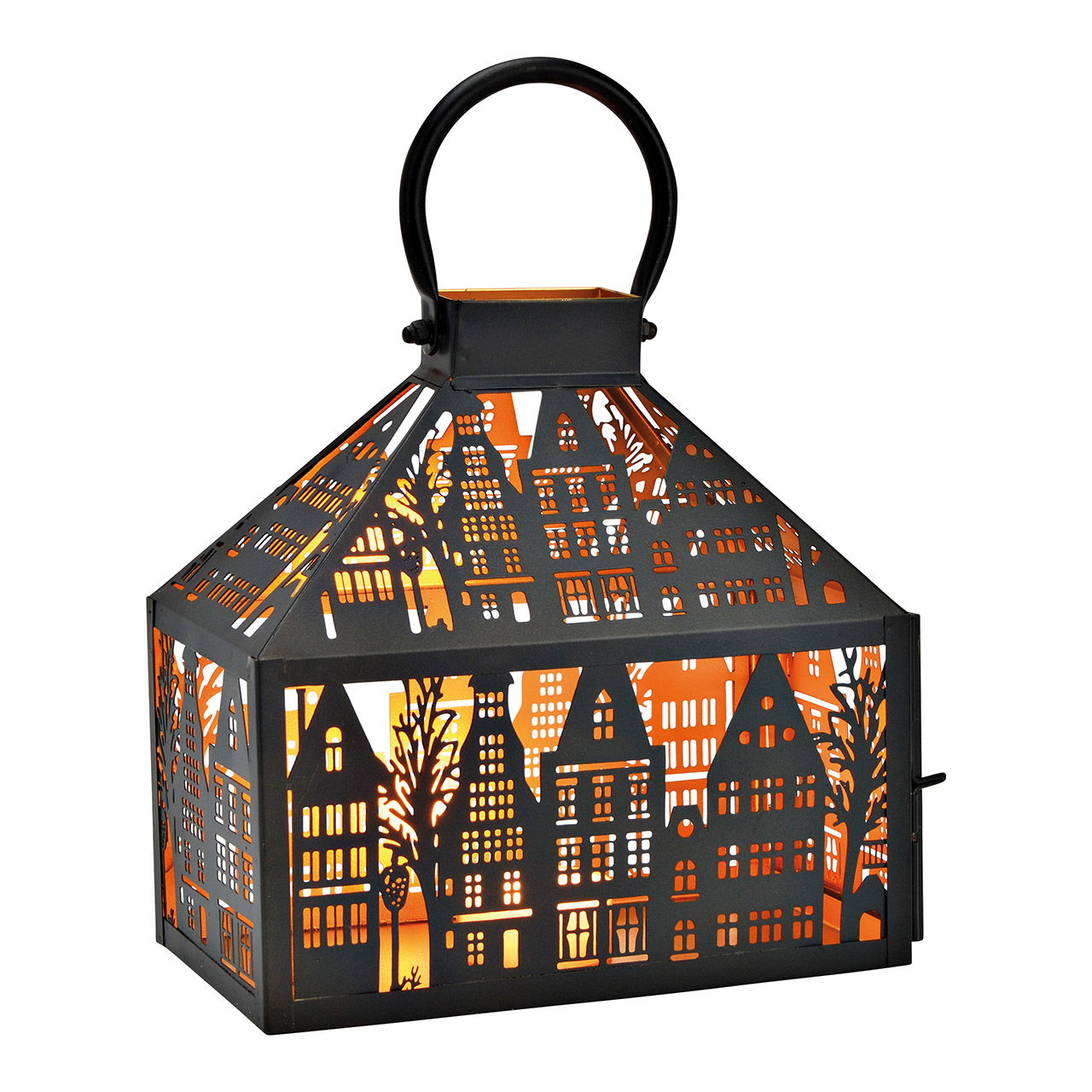 Metal townhouse lantern black (W/H/D) 25x25x14cm Lampe, Laterne