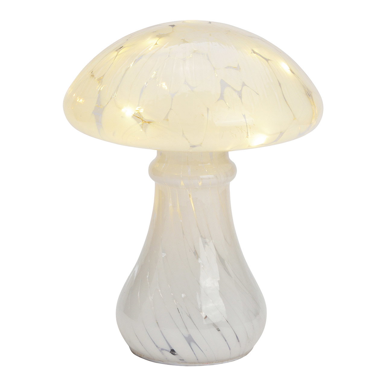 Pilz mit 20er LED, 6/18 Timer, aus Glas weiß (B/H/T) 18x25x18cm Pilz mit 20er LED, 6/18 Timer, aus Glas weiß (B/H/T) 18x25x18cm