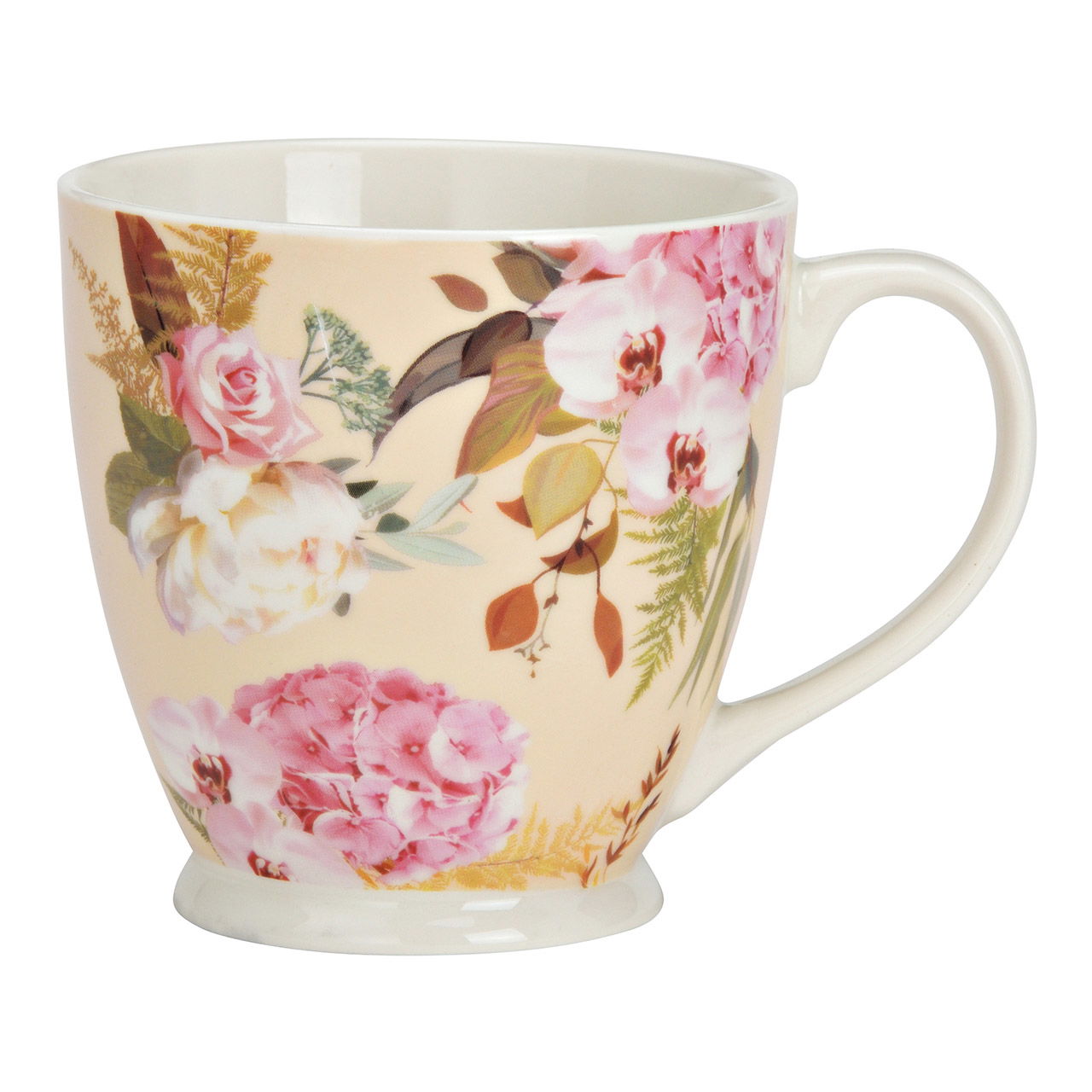 Jumbo Becher Blumen Dekor aus Porzellan (B/H/T) 13x10x10cm 470ml Jumbo Becher Blumen Dekor aus Porzellan (B/H/T) 13x10x10cm 470ml