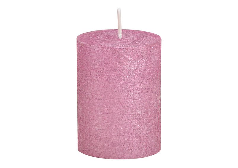 Waxinelichtje glans afwerking roze/roze (w/h/d) 6,8x9x6,8cm