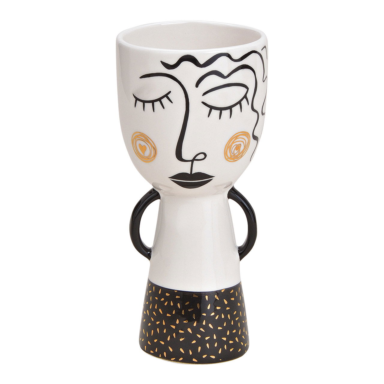 Vaso donna di ceramica Nero, bianco (w/h/d) 9x20x9cm