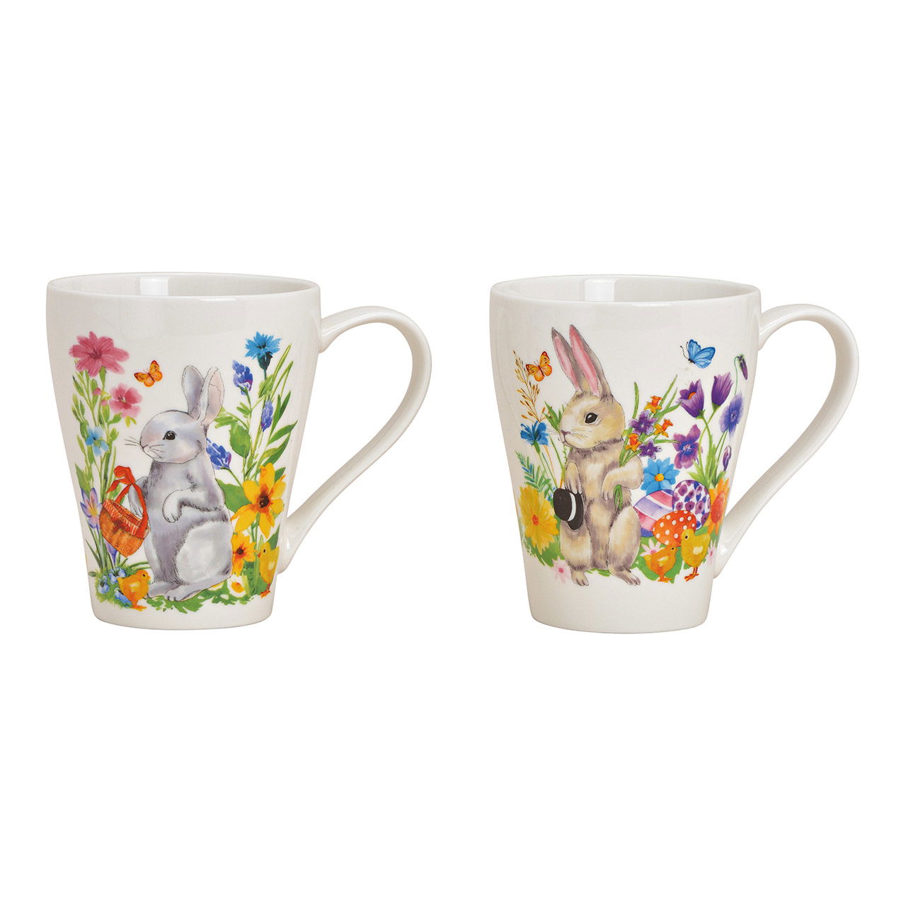 Becher Hase Dekor aus Porzellan, 2-fach, Bunt (B/H/T) 13x11x8cm 350ml