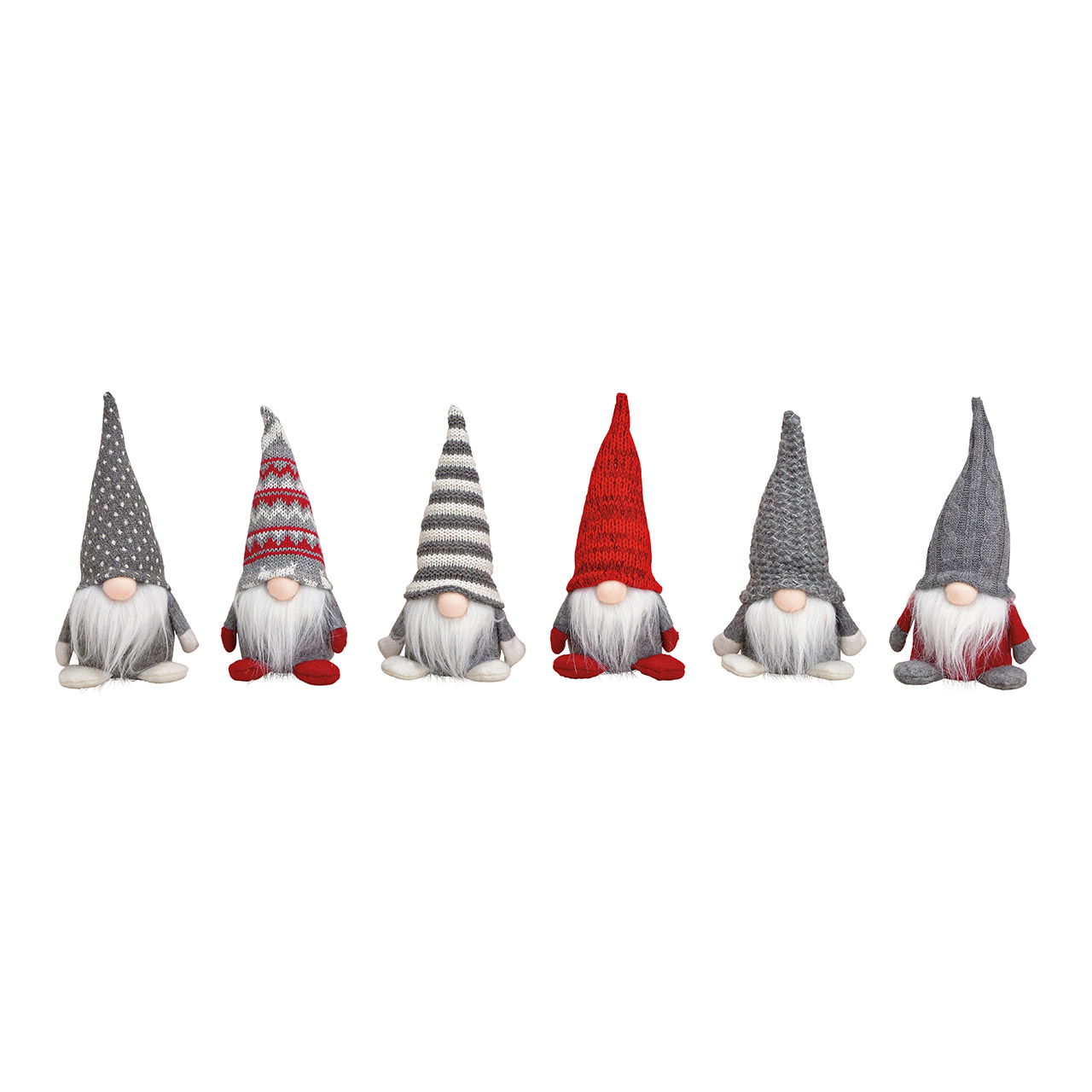 Deko Weihnachtswichtel aus Stoff, Rot-Grau, 6-fach, (B/H/T) 7x18x7 cm Deko Weihnachtswichtel aus Stoff, Rot-Grau, 6-fach, (B/H/T) 7x18x7 cm