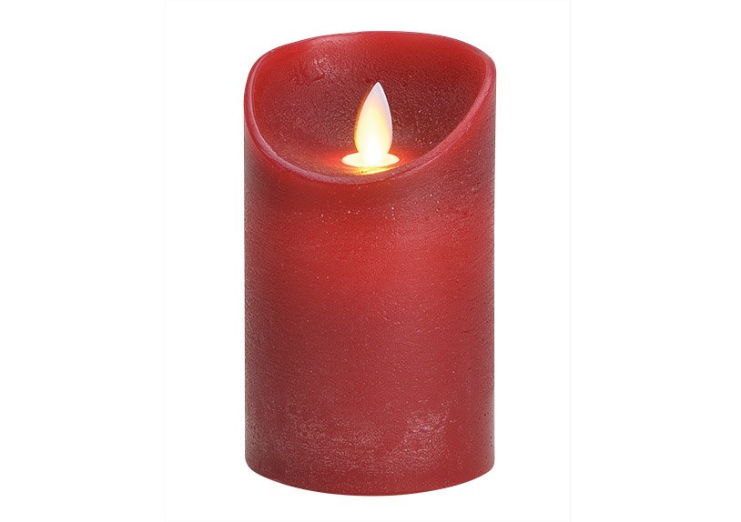 Candle led, flickering light, with timer made of wax bordeaux (w / h / d) 7.5x12.5x7.5cm