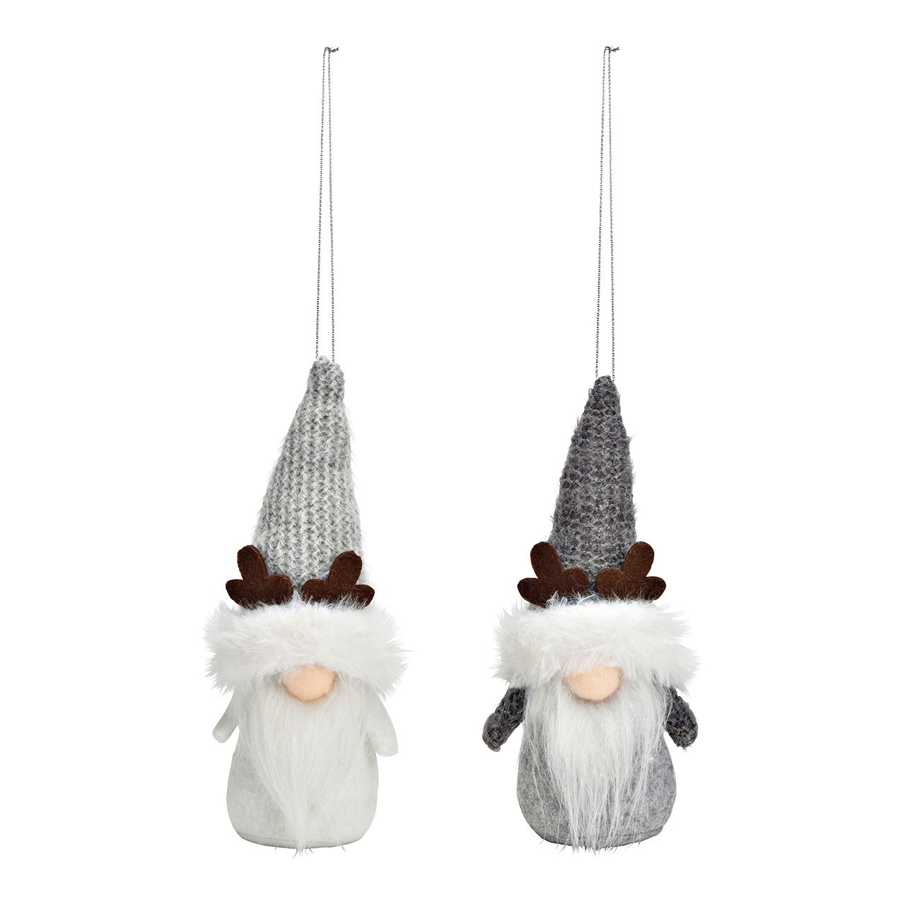 Hanger gnome textile white, grey 2-fold, (W/H/D) 6x16x6cm